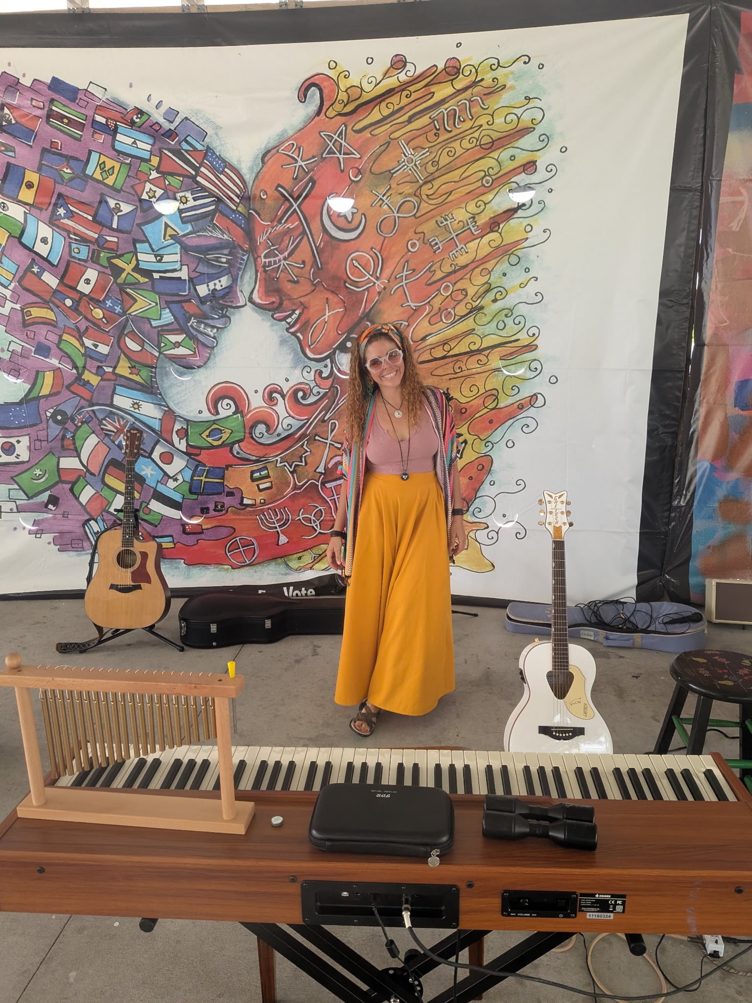 Francys with musical instruments